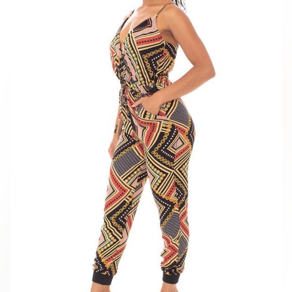 Taffycat's Boutique Pants & Jumpsuits Mixed Print Wrap Jumpsuit